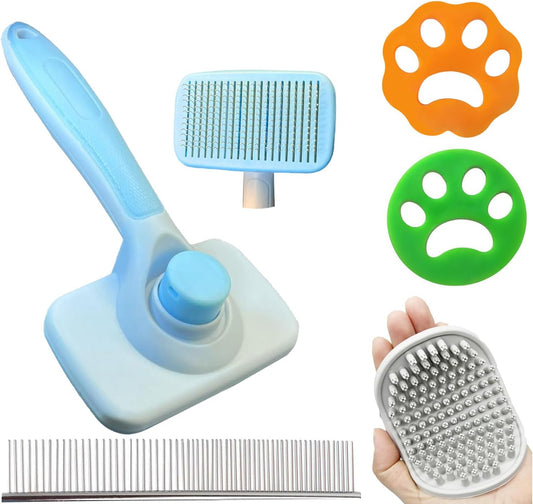 Self Cleaning Slicker Brush for Dogs & Cats,Skin Friendly Pet Grooming Deshedding Tool,And Hair Removal - Puppy Brush for Long Haired Pets, Pet Supplies